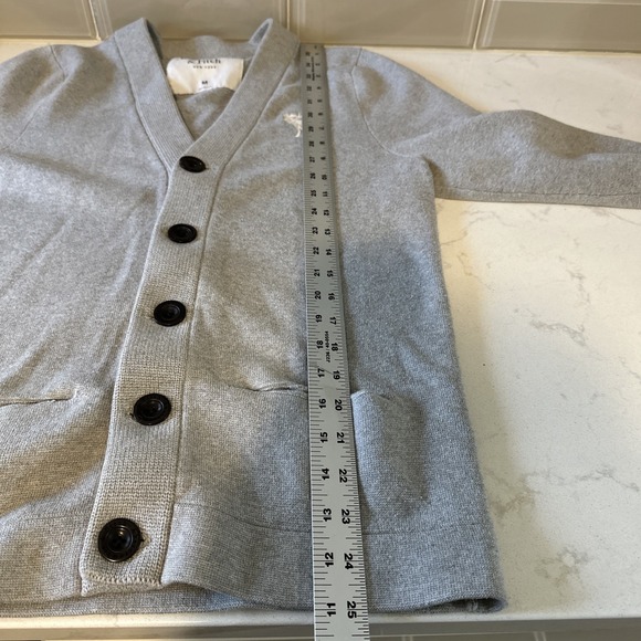 Abercrombie and Fitch Cardigan Mens Medium Gray Button Up Knit Sweater - Picture 10 of 12